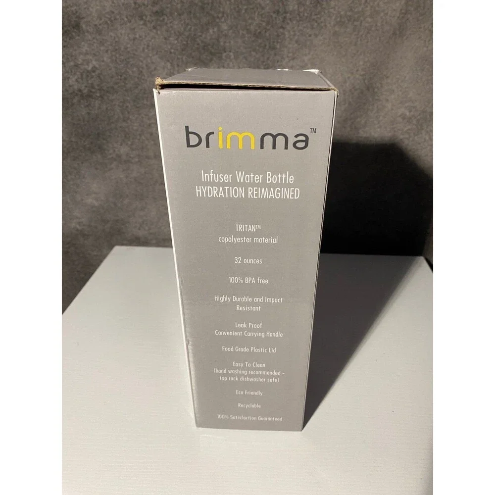 Brimma 32oz Infuser Water Bottle Tritan Leakproof BPA-Free Flip Lock Clear Black